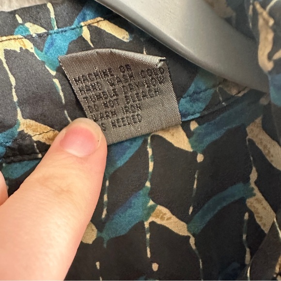 Men’s Vintage Silk Print Button Down Long Sleeve Shirt Large - Picture 4 of 12